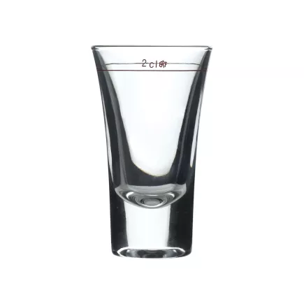 Kieliszek do brandy lub wódki Bormioli Rocco Dublino 3 cl z czerwoną miarką barmańską 2 cl