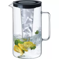 Džbán skleněný Bohemia Cristal Simax 2 l s černým víkem a zásobníkem na led