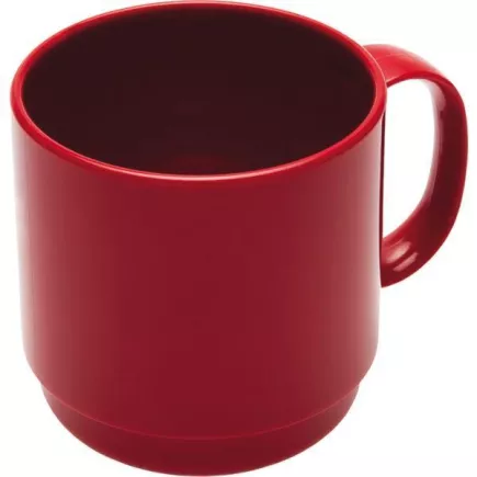 Plastikowy kubek z uchem Ornamin 250 ml, czerwony