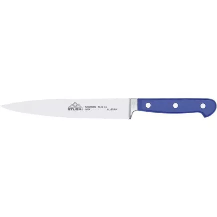 Nůž kuchyňský kovaný úzký modrý čepel 21 cm kovaný Stubai