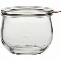 Słoiki do przetworów Weck 500 ml, w kształcie tulipana, z pokrywką, uszczelką i klamrami, zestaw 4 sztuki