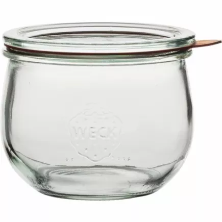 Słoiki do przetworów Weck 500 ml, w kształcie tulipana, z pokrywką, uszczelką i klamrami, zestaw 4 sztuki