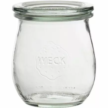 Słoiki do przetworów Weck 220 ml, w kształcie tulipana, z szklanym wieczkiem, zestaw 6 sztuk