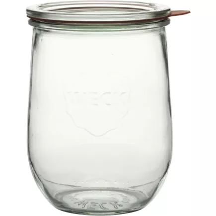 Słoiki do wekowania Weck 1000 ml, w kształcie tulipana, z pokrywką, uszczelką i klamrami, zestaw 4 sztuki