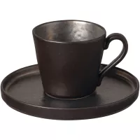 Filiżanka  ze spodkiem Costa Nova Lagoa 210 ml, metaliczna, podniesiona krawędź