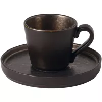 Filiżanka  ze spodkiem Costa Nova Lagoa 90 ml, metaliczna, podniesiona krawędź