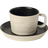 Filiżanka  ze spodkiem Costa Nova Notos 200 ml, piaskowy/czarny