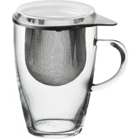 Hrnek na čaj s nerezovým sítkem Bohemia Cristal Lyra 350 ml