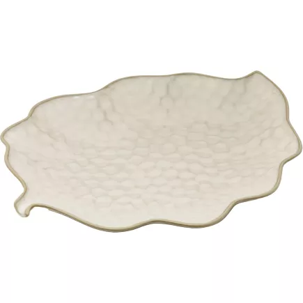Talerz płytki w kształcie liścia Le COQ Kypseli 28x21,5 cm, beżowy