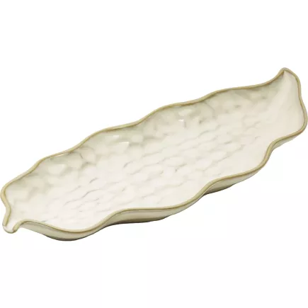 Talíř mělký ve tvaru listu Le COQ Kypseli 34,5x13 cm, béžový