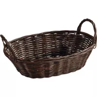 Pleciony kosz na chleb owalny z rączką Kesper 29x18 cm, plastikowy, brązowy