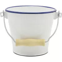 Mini vědro smaltované 14 cm, bílé/modré