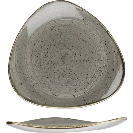 Talerz płaski „Stonecast” „Peppercorn Grey” od Churchill, trójkątny, ø: 311 mm