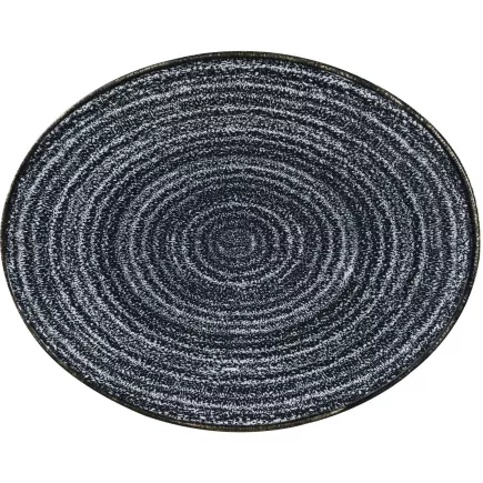 CHURCHILL Homespun Charcoal Black mělký talíř, coupe, oválný, délka: 317 mm