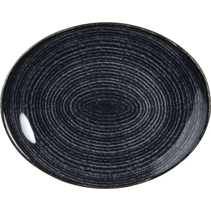 CHURCHILL Homespun Charcoal Black Mělký talíř, kulatý, oválný, délka: 270 mm