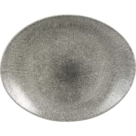 CHURCHILL Raku Quartz Black talíř mělký, oválný, délka: 317 mm