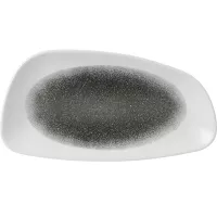 CHURCHILL Raku Quartz Black talerz płaski, geo, długość: 300 mm, szerokość: 155 mm