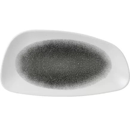 CHURCHILL Raku Quartz Black mělký talíř, geo, délka: 300 mm, šířka: 155 mm