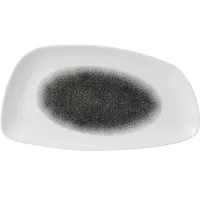 CHURCHILL Raku Quartz Black Mělký talíř, geo, délka: 350 mm, šířka: 185 mm