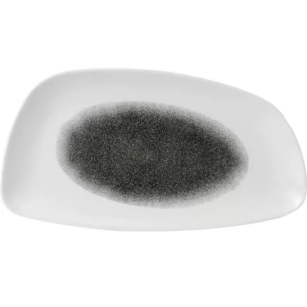 CHURCHILL Raku Quartz Black Mělký talíř, geo, délka: 350 mm, šířka: 185 mm
