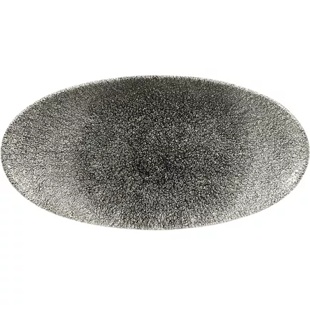 CHURCHILL Raku Quartz Black talíř mělký, oválný, délka: 299 mm