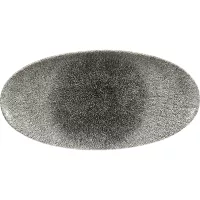 CHURCHILL Raku Quartz Black mělký talíř, oválný, délka: 347 mm