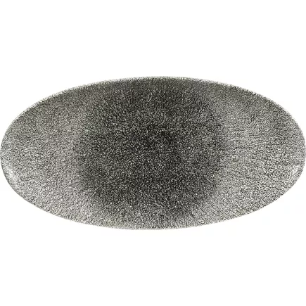 CHURCHILL Raku Quartz Black mělký talíř, oválný, délka: 347 mm