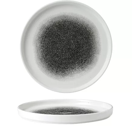 CHURCHILL Raku Quartz Black talerz płaski, z podniesionym brzegiem, średnica 210 mm