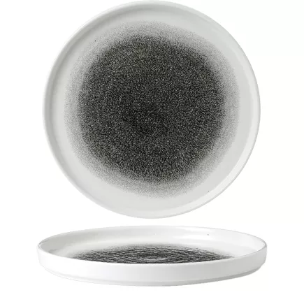 CHURCHILL Raku Quartz Black talerz płytki, z podwyższonym brzegiem, ø 260 mm