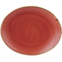 CHURCHILL Stonecast Berry Red talerz płaski, owalny, coup, długość: 192 mm