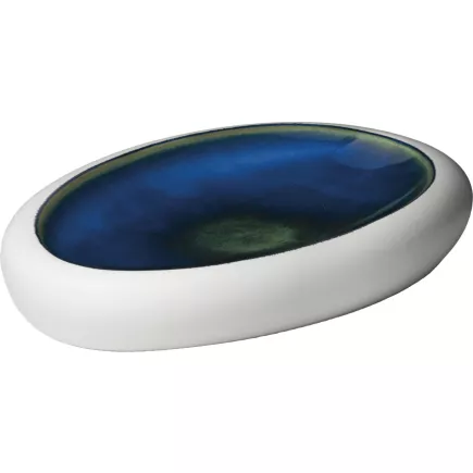 LE COQ Abyssos Talíř, Délka: 265 mm, Šířka: 175 mm, bílý, modrý, matný