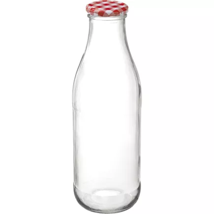 Szklana butelka na sok Gastro 500 ml, z ozdobną zakrętką, wzór w kratę, 6 szt.