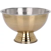 Zlatá nerezová mělká mísa na šampaňské, lesklá, výška: 240 mm, průměr: 390 mm.