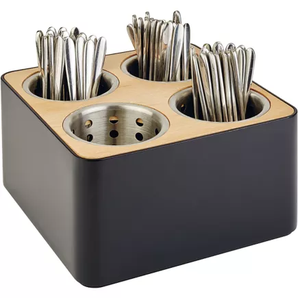 APS Pojemnik na sztućce, czarny, wysokość: 150 mm, długość: 270 mm, szerokość: 270 mm