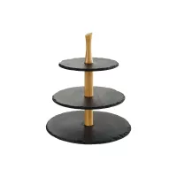 APS Přírodní břidlice etažér 3-podlažní, výška: 340 mm, průměr: 300 mm
