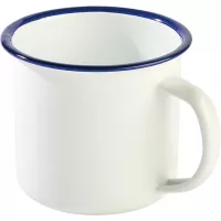 APS Emaille kubek z uchem, biały/niebieski, pojemność: 0,35 litra, wysokość: 80 mm