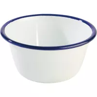 APS Emaille mísa, bílá/modrá, objem: 0,50 litru, výška: 60 mm, průměr: 130 mm