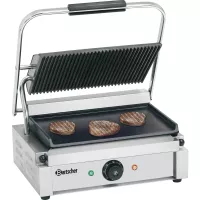 BARTSCHER Panini Kontaktní grill s grilovací plochou nahoře zvrásněnou, dole hladkou.