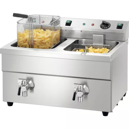 BARTSCHER Fritéza indukcyjna 2x8L z kranem na odprowadzanie tłuszczu