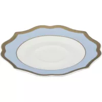 LE COQ Ionica Kávový podšálek, ø: 155 mm, světle modrý, zlatý okraj