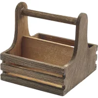 GENWARE Stojan na příbory/ochucovadla, dřevěný, výška: 150 mm, délka: 155 mm, šířka: 150 mm, rustikální