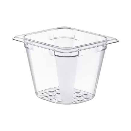 ARAVEN Gastronádoba GN 1/6, polykarbonát, hloubka: 130 mm, objem: 1,9 L, perforovaná