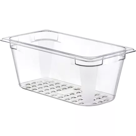 ARAVEN Gastronádoba GN 1/3, polykarbonát, hloubka: 130 mm, objem: 4,6 L, perforovaná