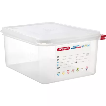 ARAVEN Gastronádoba s víkem GN 1/2, PP, hloubka: 150 mm, objem: 10 L, hermetická