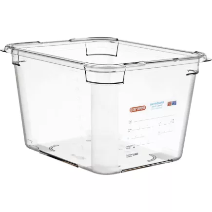 ARAVEN Gastronádoba GN 1/2, polykarbonát, integrovaný štítek, hloubka: 200 mm, objem: 11,35 L