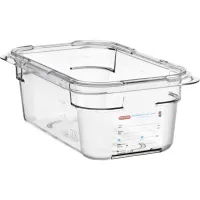 ARAVEN Gastronádoba GN 1/4, polykarbonát, integrovaný štítek, hloubka: 100 mm, objem: 2,6 L
