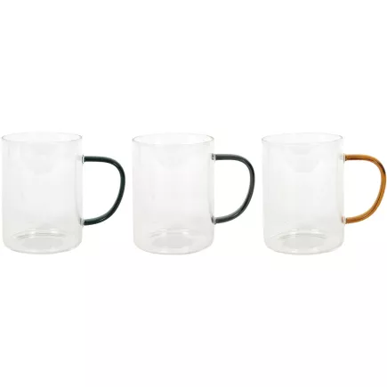 Hrnek na čaj s barevným uchem, různé barvy, objem: 0,4 litru, výška: 100 mm, průměr: 80 mm
