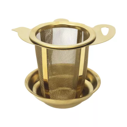 Filtr do herbaty, złoty, wysokość: 95 mm, długość: 95 mm, szerokość: 75 mm