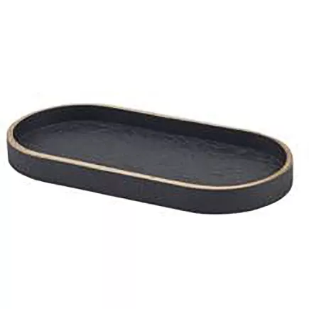 GenWare Taca do serwowania, fornir drewniany, owalna, czarna, długość: 230 mm, szerokość: 110 mm