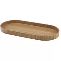 GenWare Servírovací podnos, dřevěná dýha, oválný, hnědý, délka: 350 mm, šířka: 165 mm